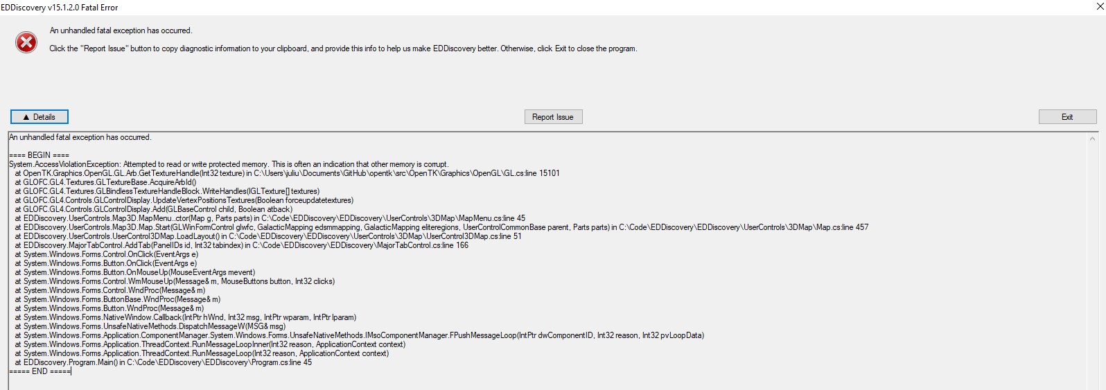 Issue opening 3D map · Issue #3312 · EDDiscovery/EDDiscovery · GitHub