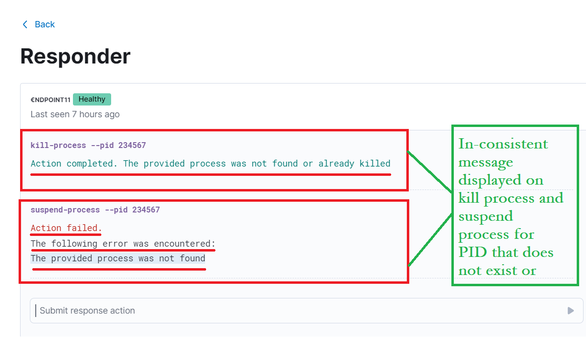 [Security Solution] Inconsistent message displayed on kill process and