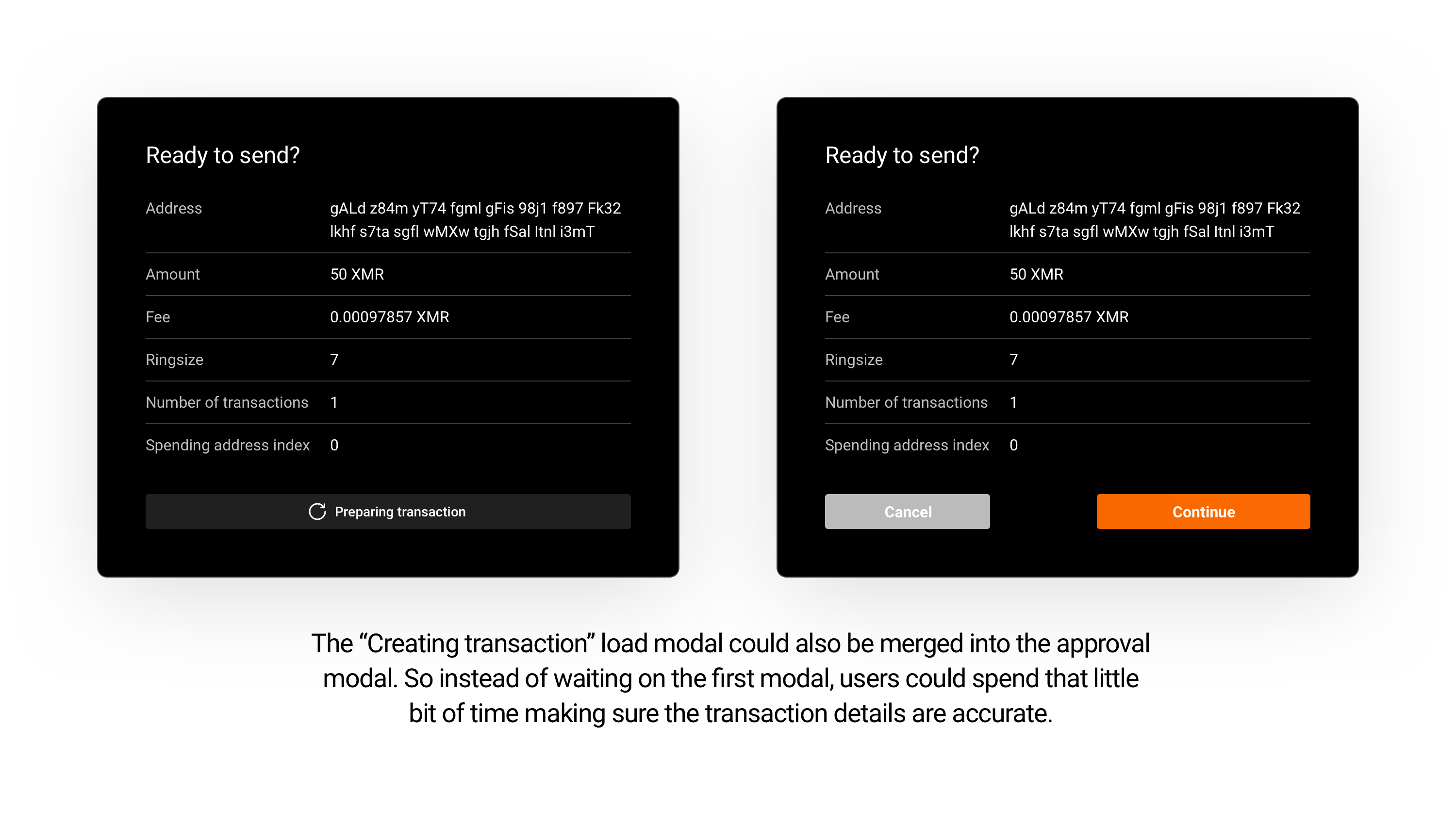 Revise send flow visuals · Issue #2148 · monero-project/monero-gui