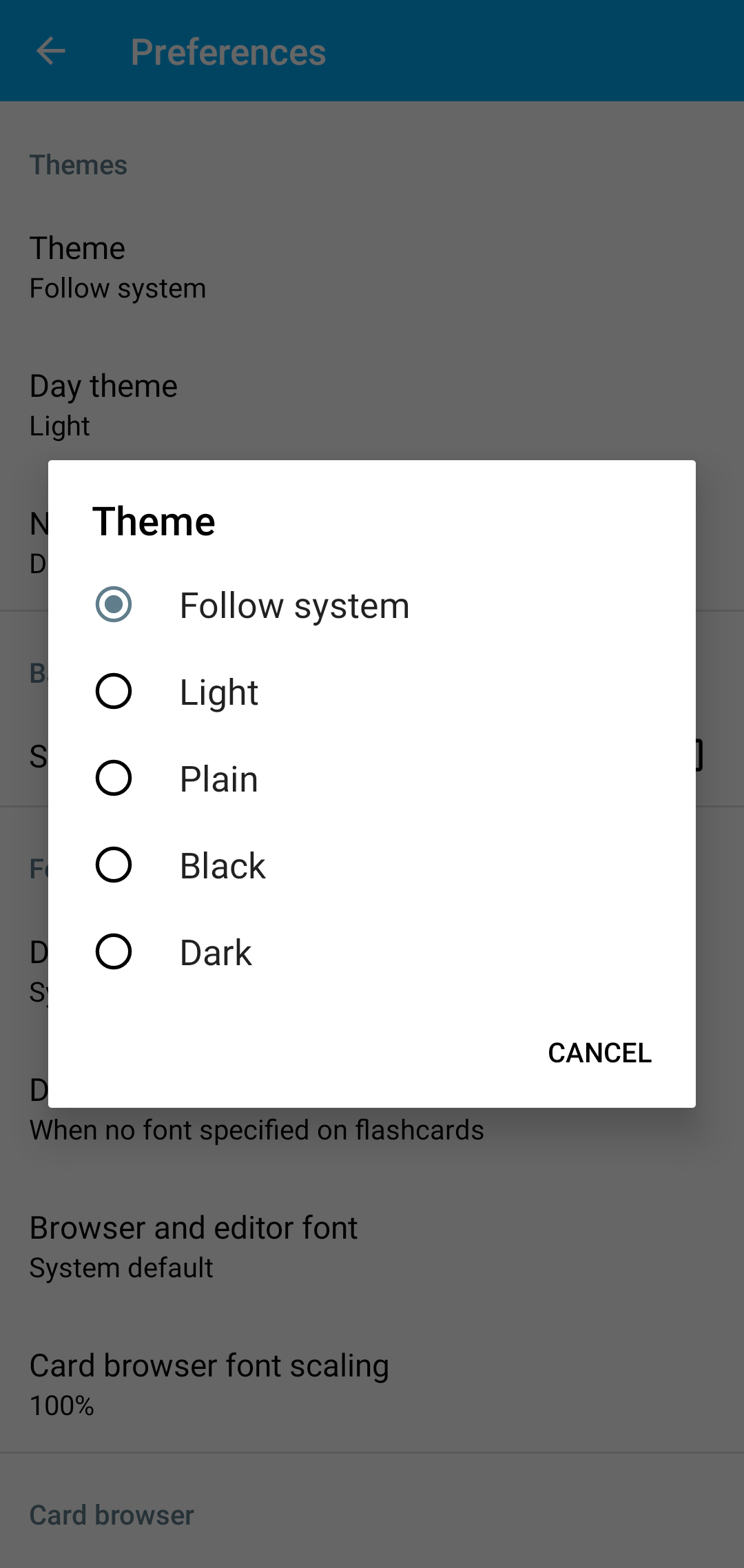 Follow system dark mode by BrayanDSO · Pull Request 10520 · ankidroid