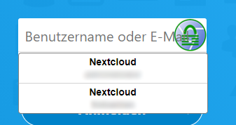 The username hint text overlaps with the credentials icon