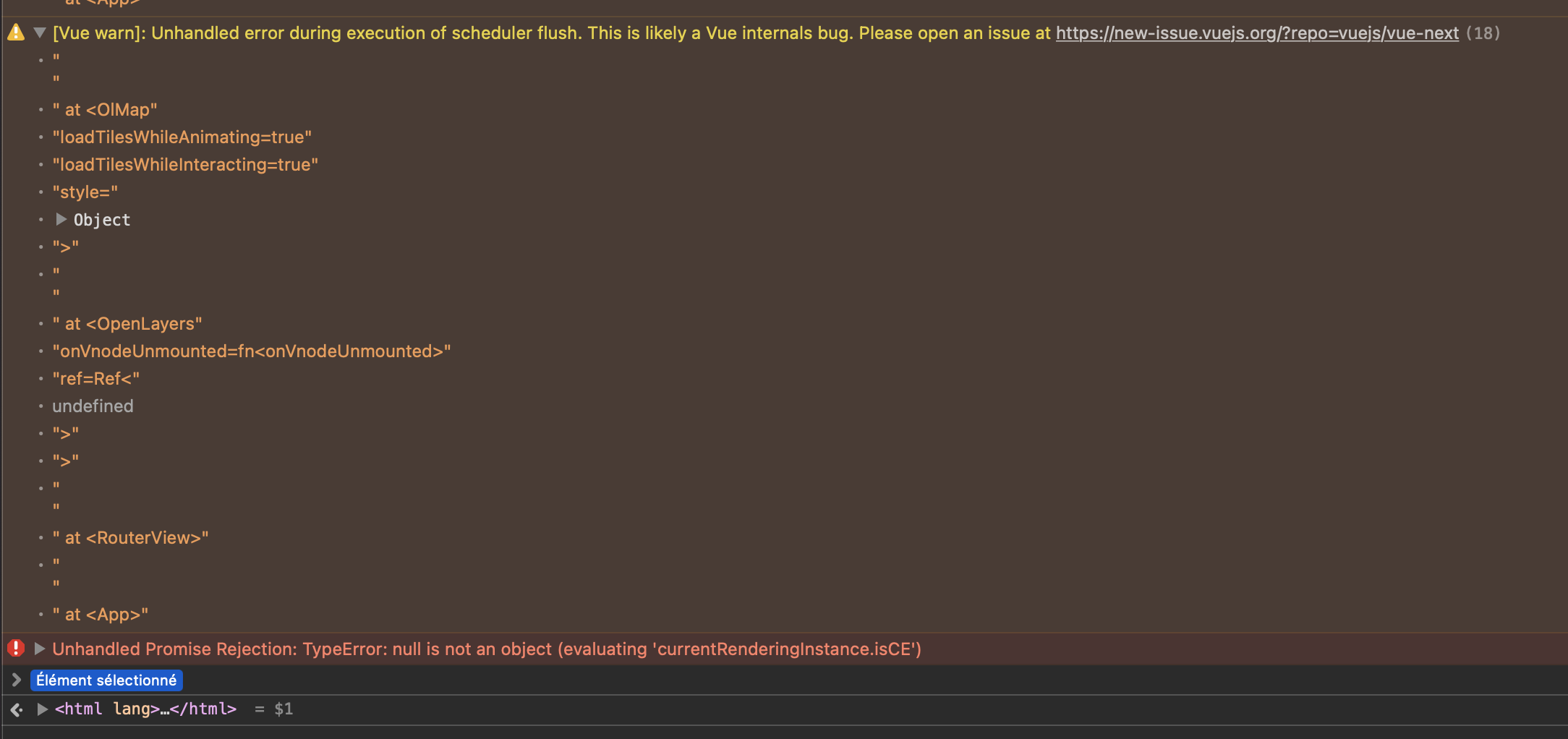 [Error] Unhandled Promise Rejection: TypeError: null is not an object ...