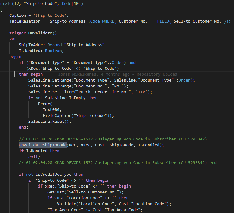 [Event Request] Table 36 Sales Header - OnValidateShipToCode · Issue ...