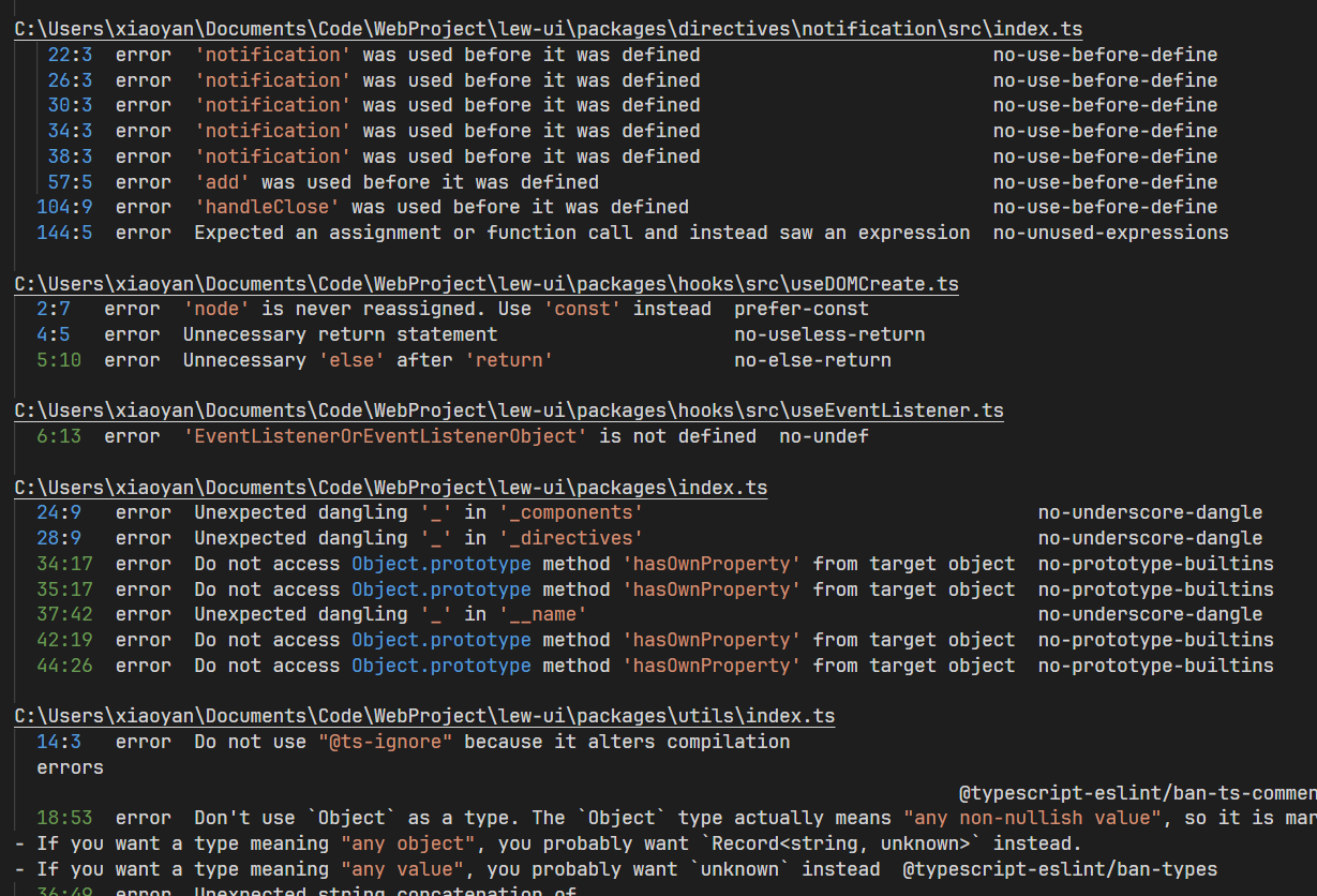 关于我提交代码时候遇到了大量eslint报错的这件事 · Issue #81 · lewkamtao/lew-ui · GitHub