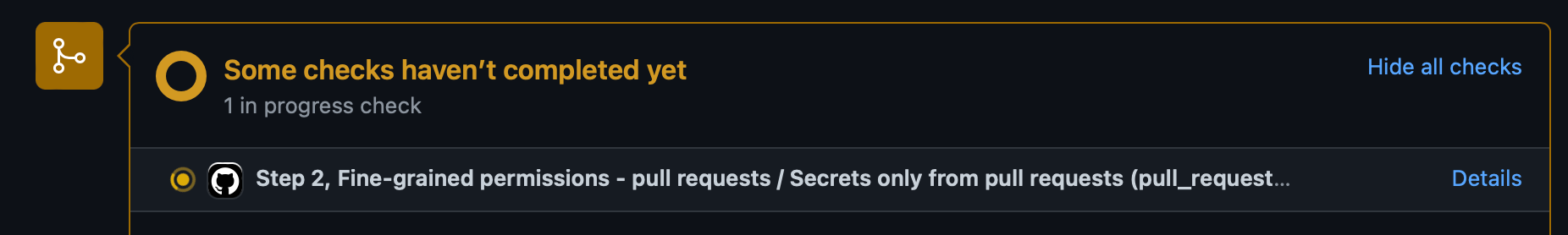 Pull request workflow running