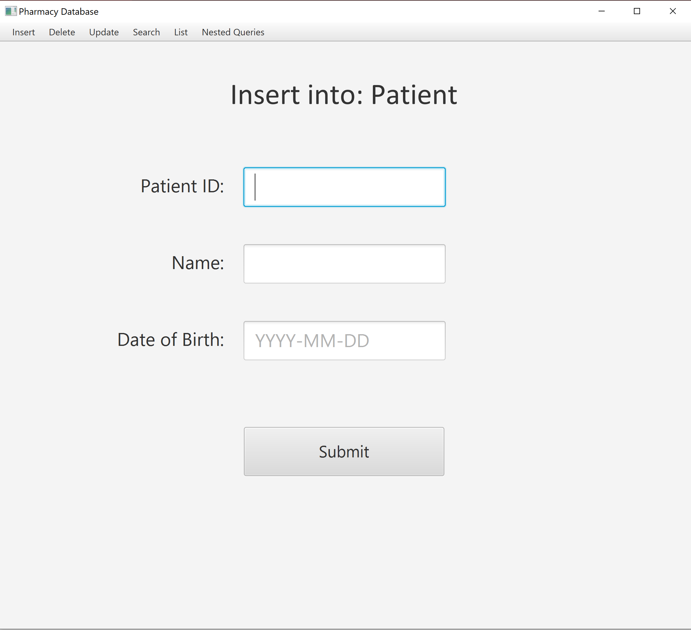 GitHub - MikeA-04/PharmacyDatabase: CS 480 Database Project · GitHub