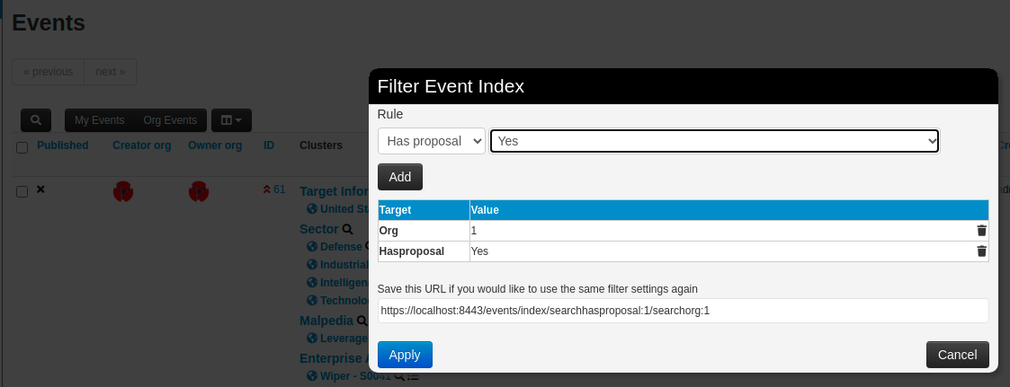 Filter only on My Org's Events in Events with proposals page · Issue ...