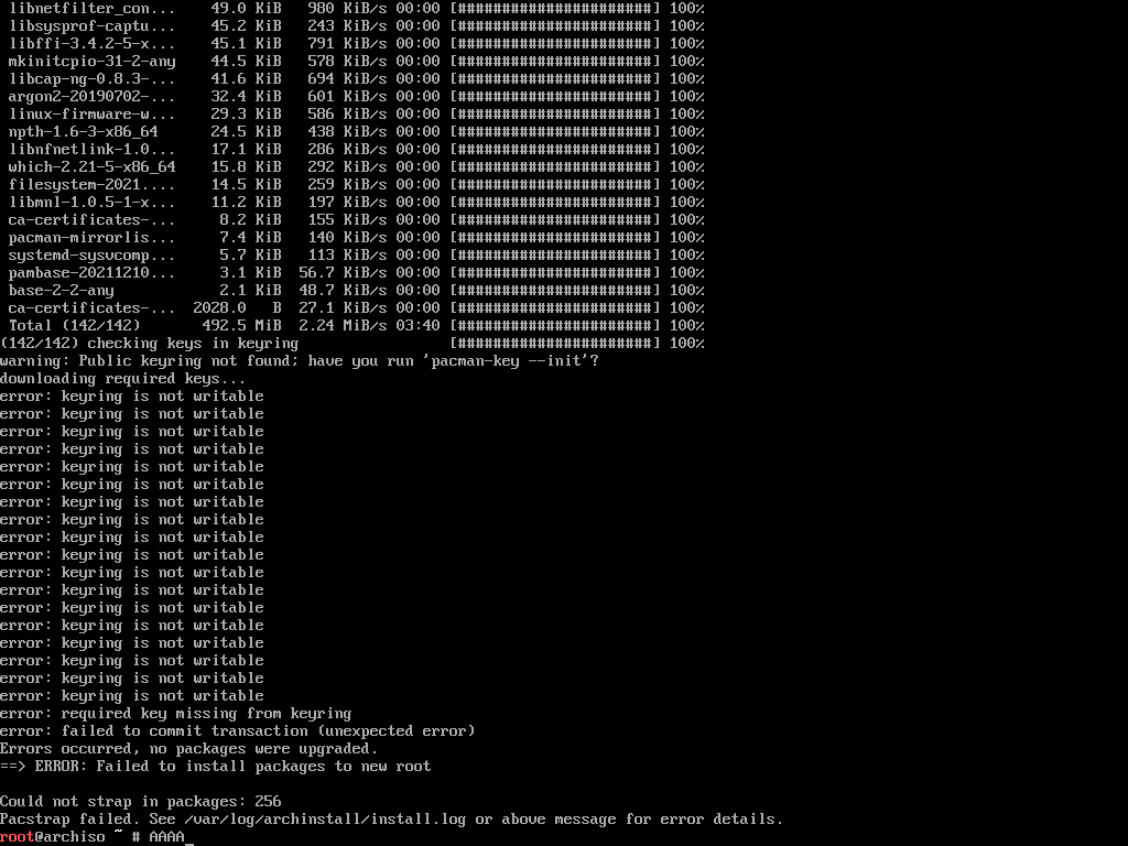 Keyring proble while installing with archlinux2022.04.05x86_64.iso