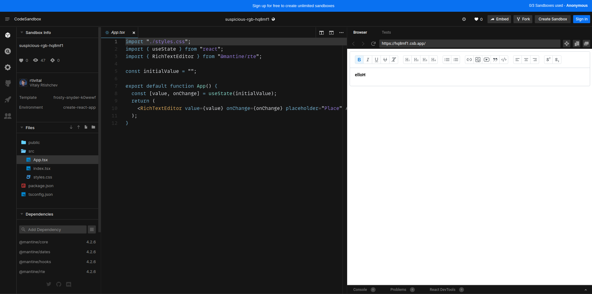 Rich text editor not working properly · Issue #1504 · mantinedev ...