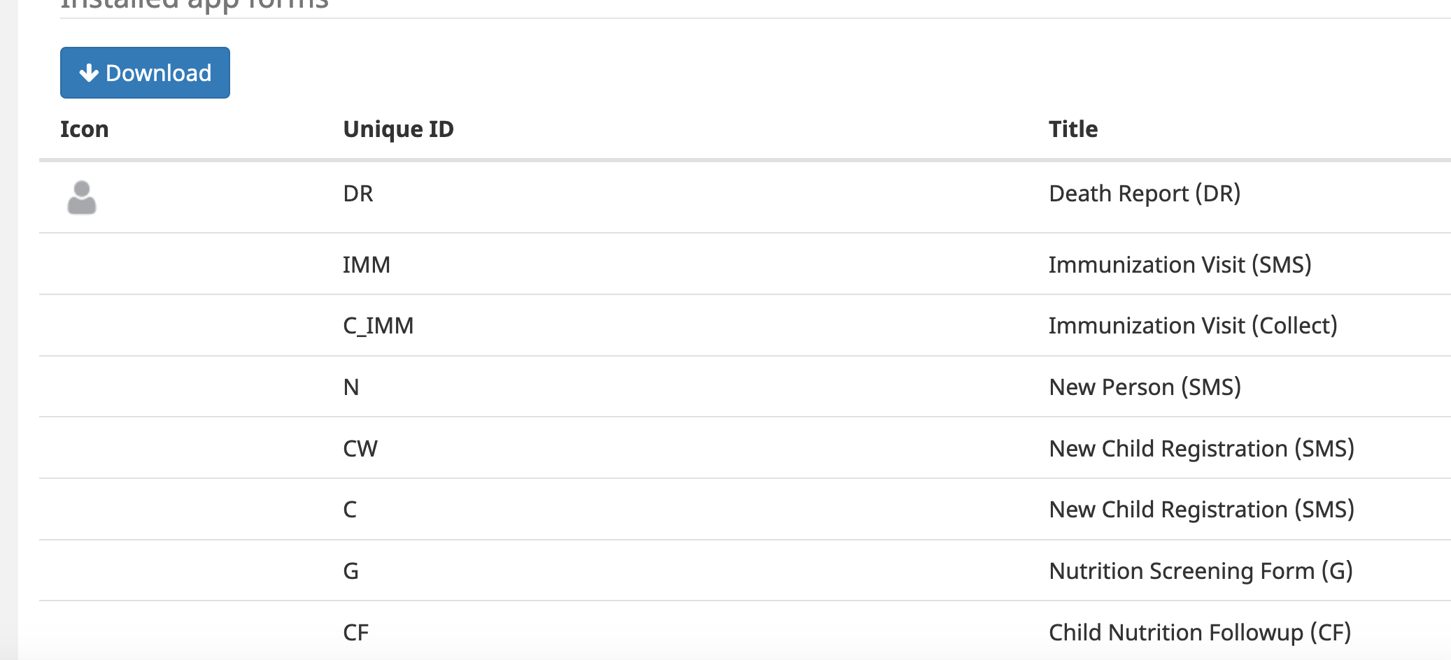 Misaligned "Title" column in SMS Forms page of the App Management ...