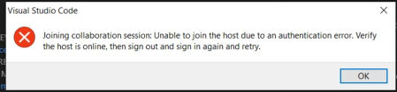 Started connecting to live share but error massage comes" The host of ...