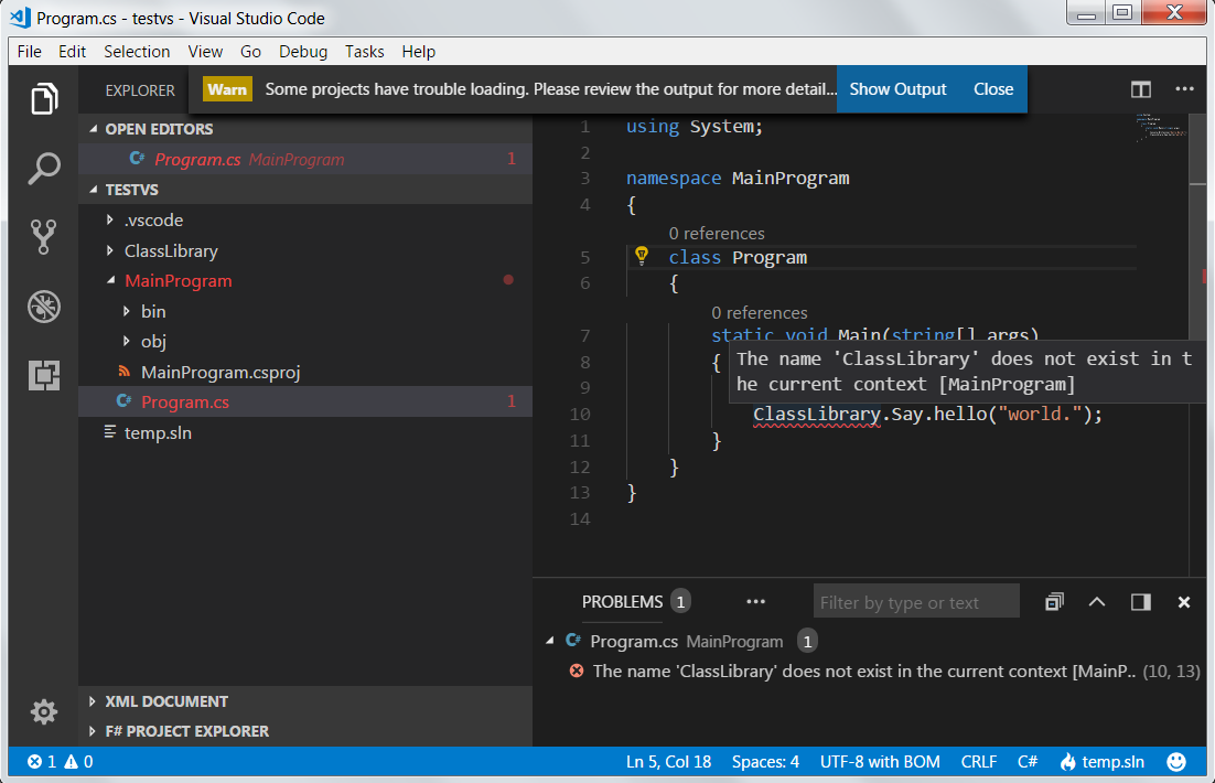 Errors when editing solution which contains both C# .csproj and F# ...