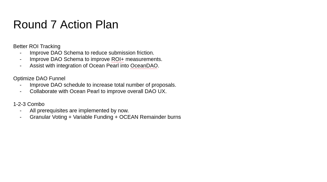 Round 7 Action Plan Changes