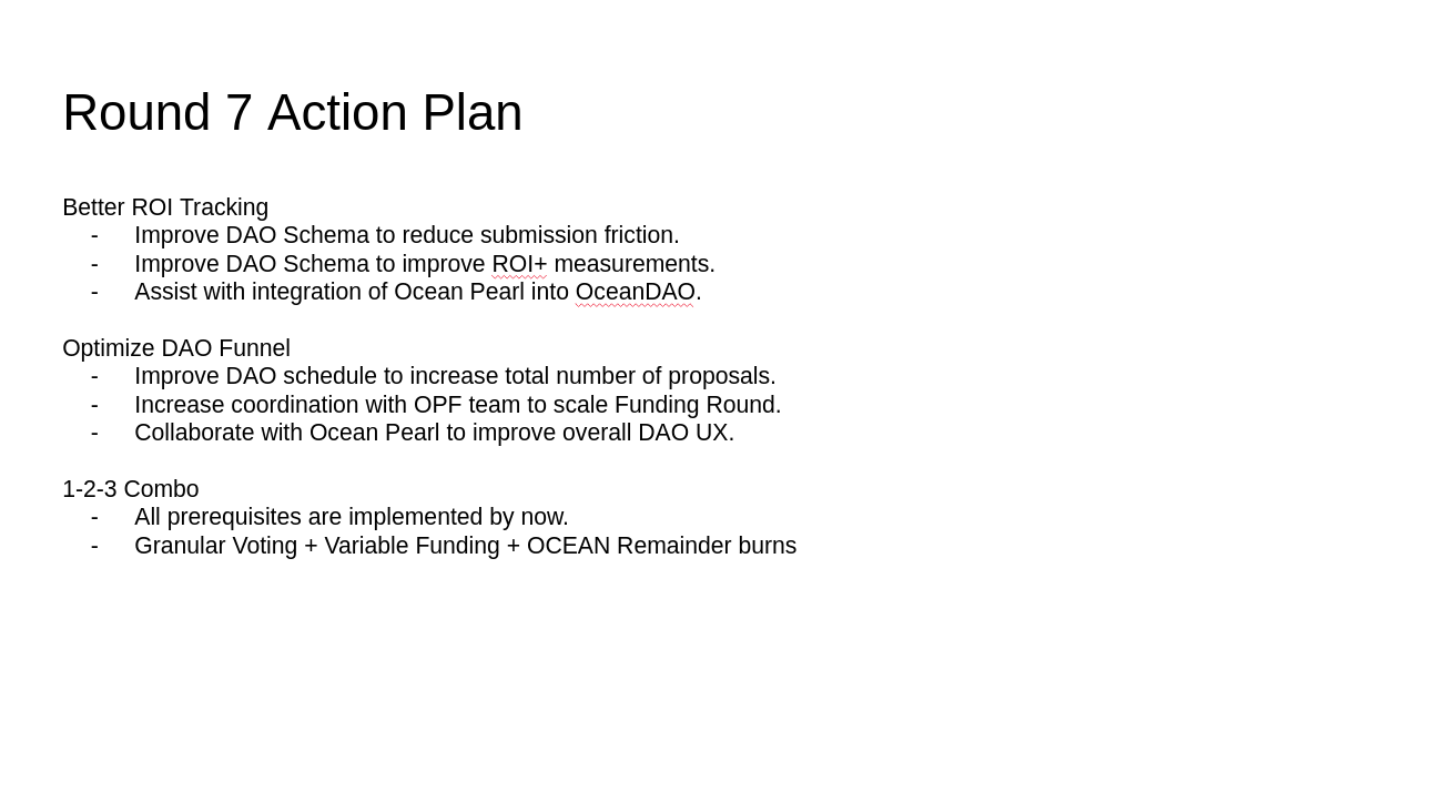 Round 7 Action Plan Changes