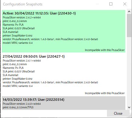 BUG:Configuration Snapshots · Issue #8263 · prusa3d/PrusaSlicer · GitHub