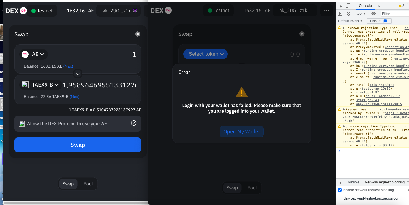 Issues Connecting to DEX · Issue #1464 · superhero-com/superhero-wallet ...
