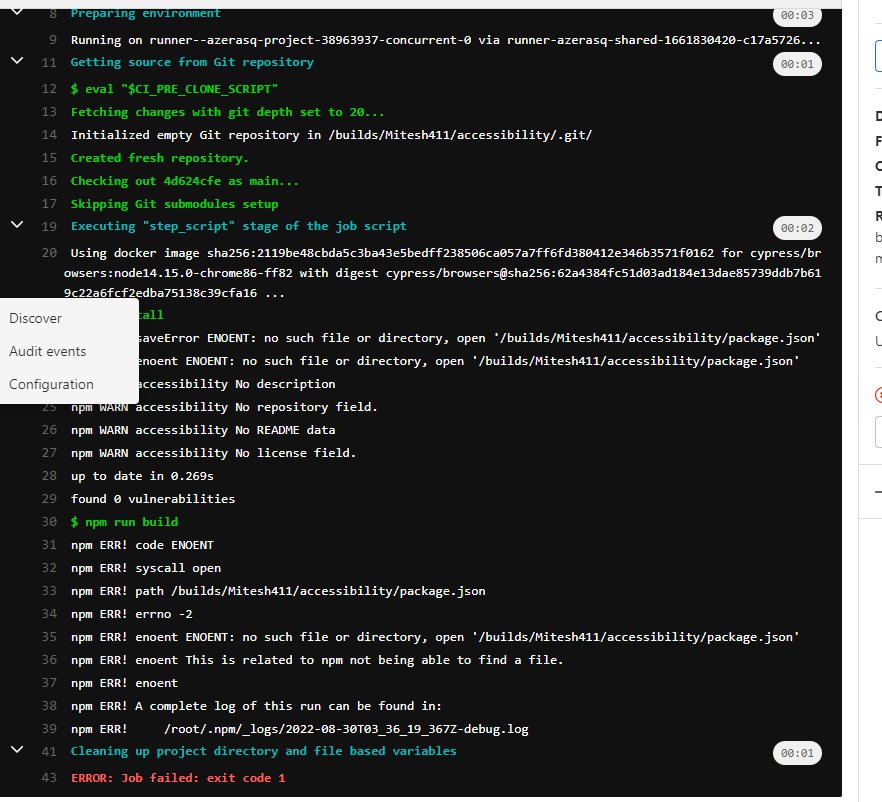 Lighthouse Execution Failed in Gitlab due to error :- ENOENT: no such ...