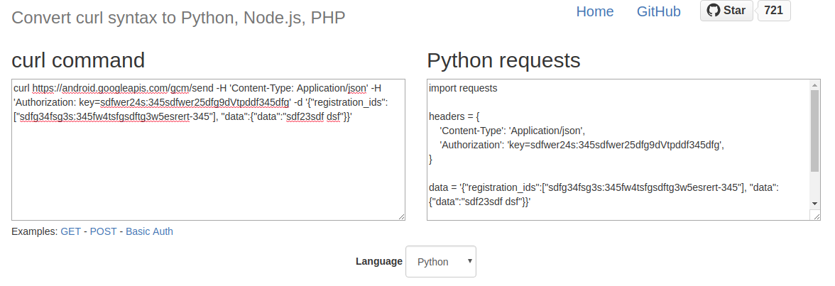 Convert Curl Syntax To Python Node js PHP Issue 60 Curlconverter 