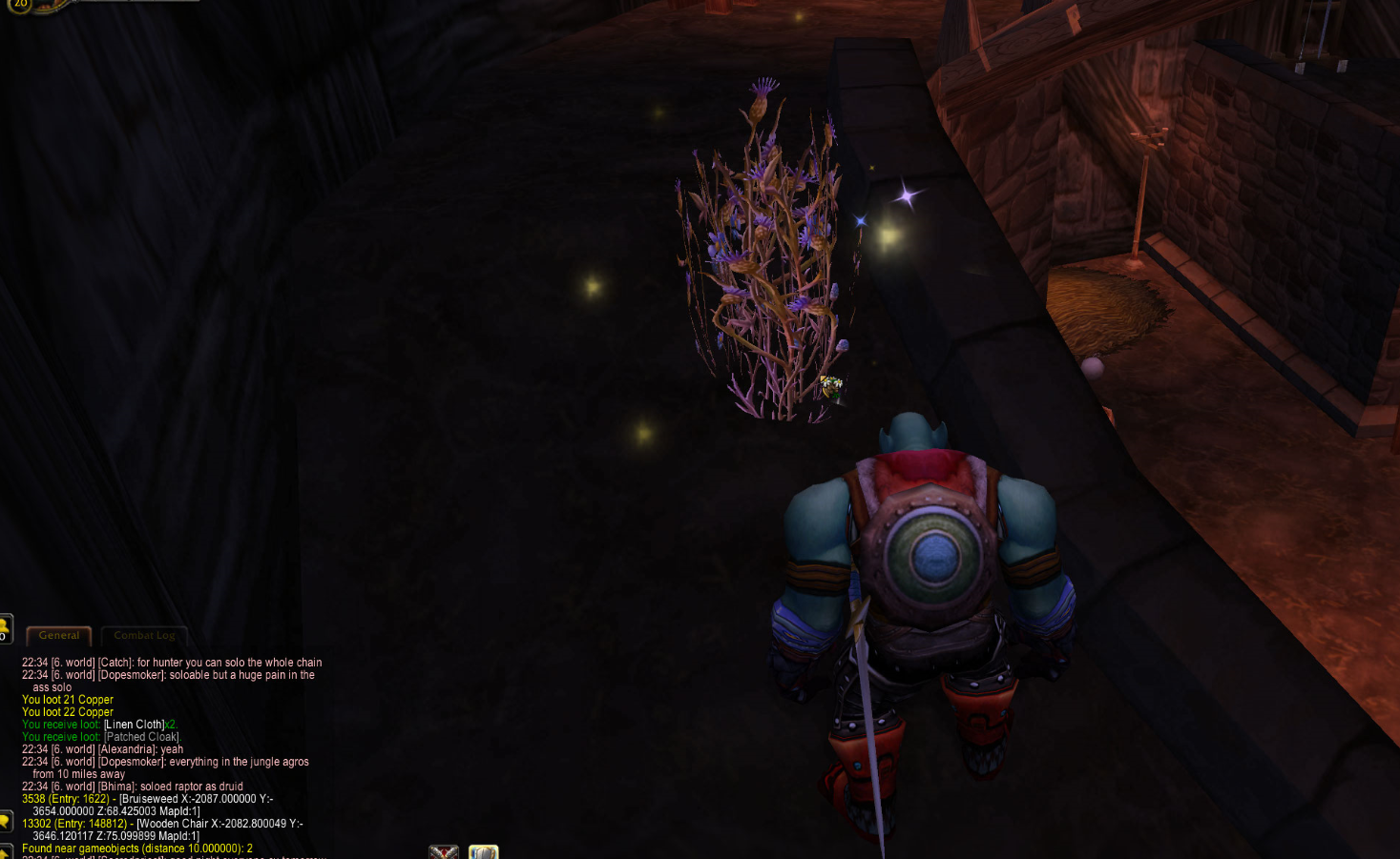 Gathering Herb Bruiseweed node inside Northwatch Hold tower near