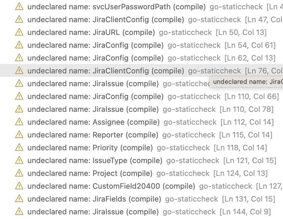 getting undeclared name warnings for methods defined in the same