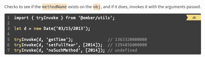 Screenshot showing how the highlighter handles the text tryInvoke