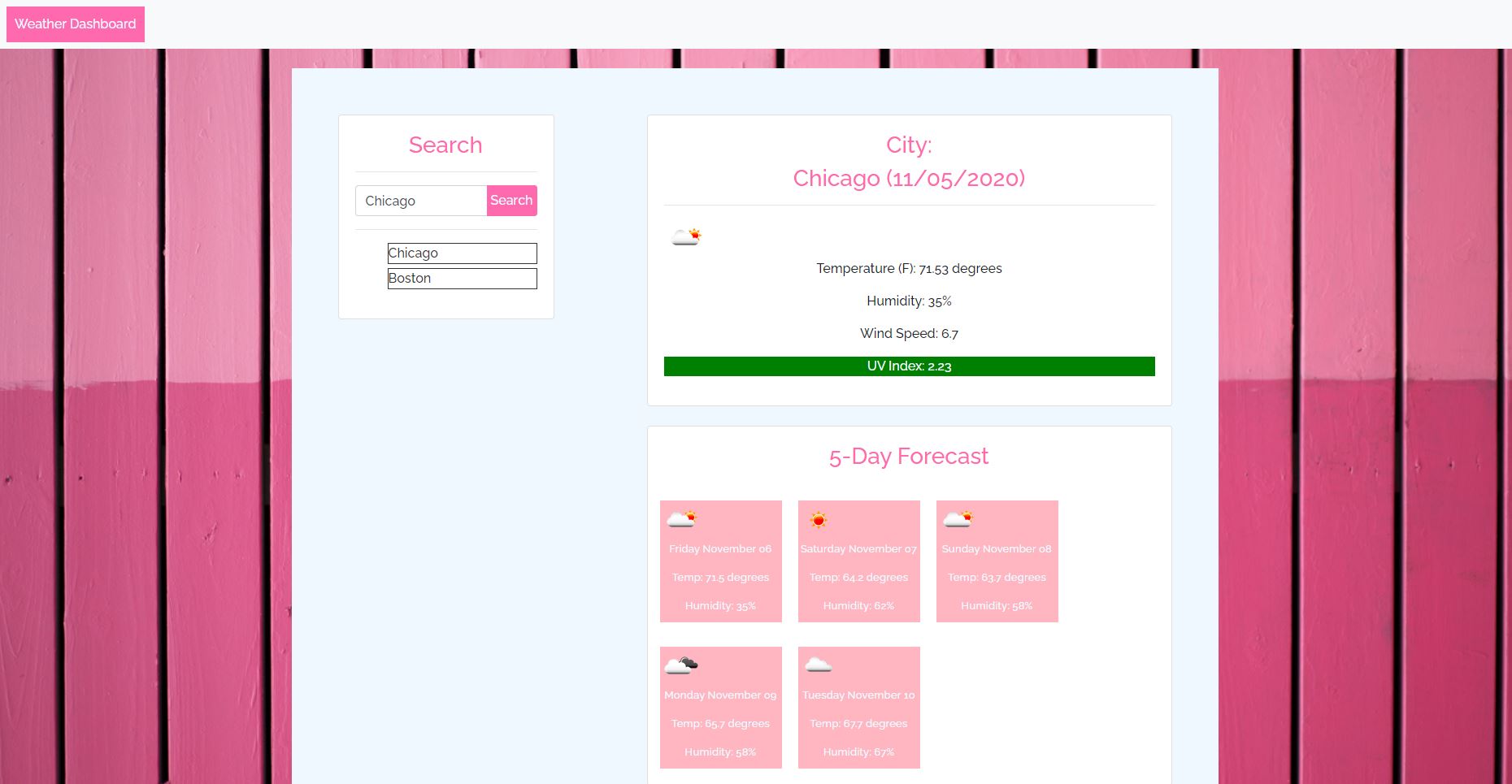 GitHub - AmyPaschke/06_Weather-Dashboard: Searchable Weather Dashboard ...