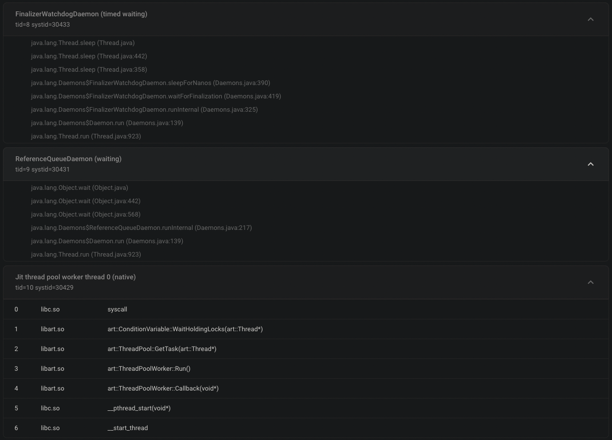 ANR event - dalvik.system.VMStack.getThreadStackTrace · Issue #96997 ...