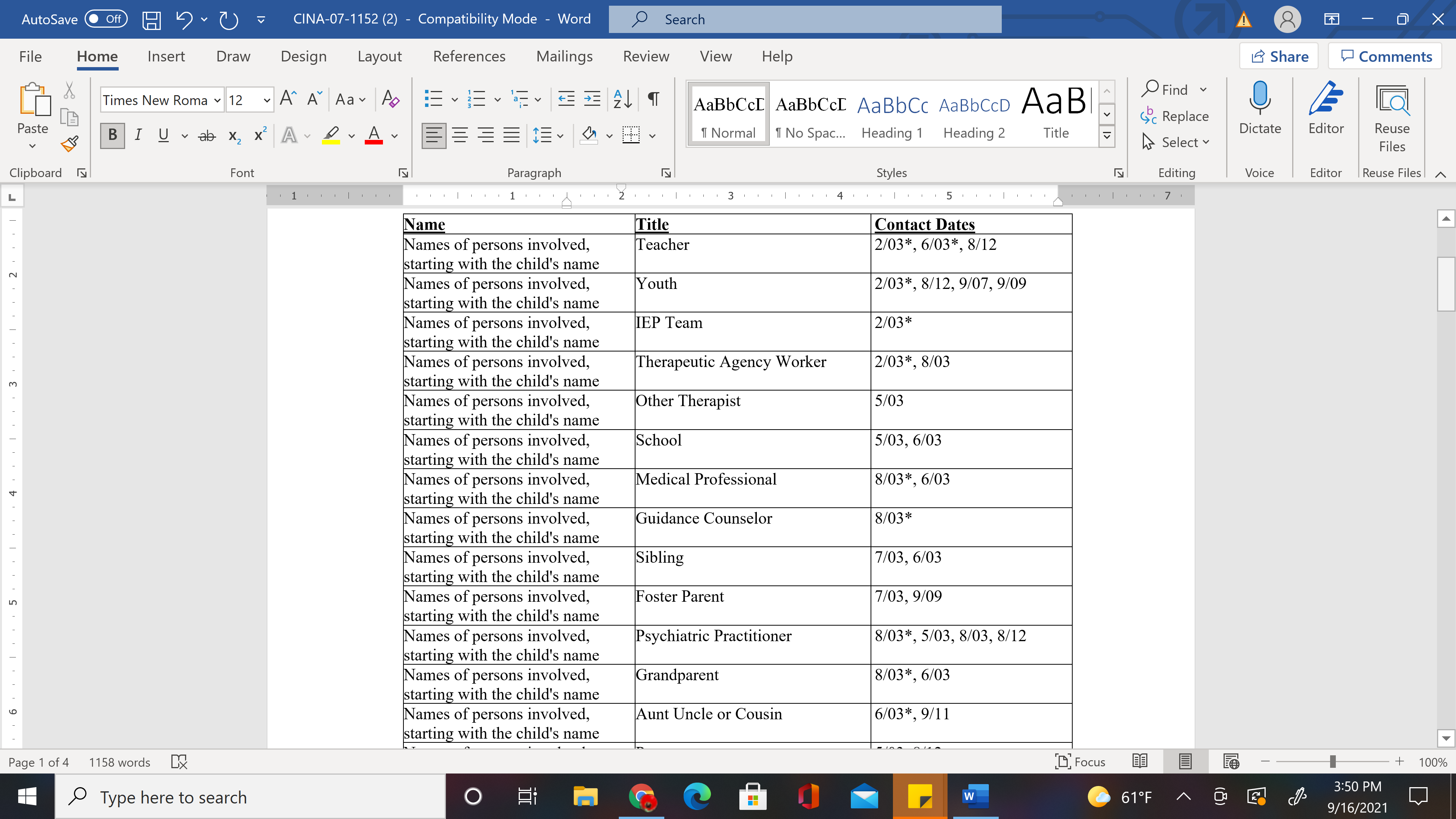 Case Contact Dates Out of Order in Court Report