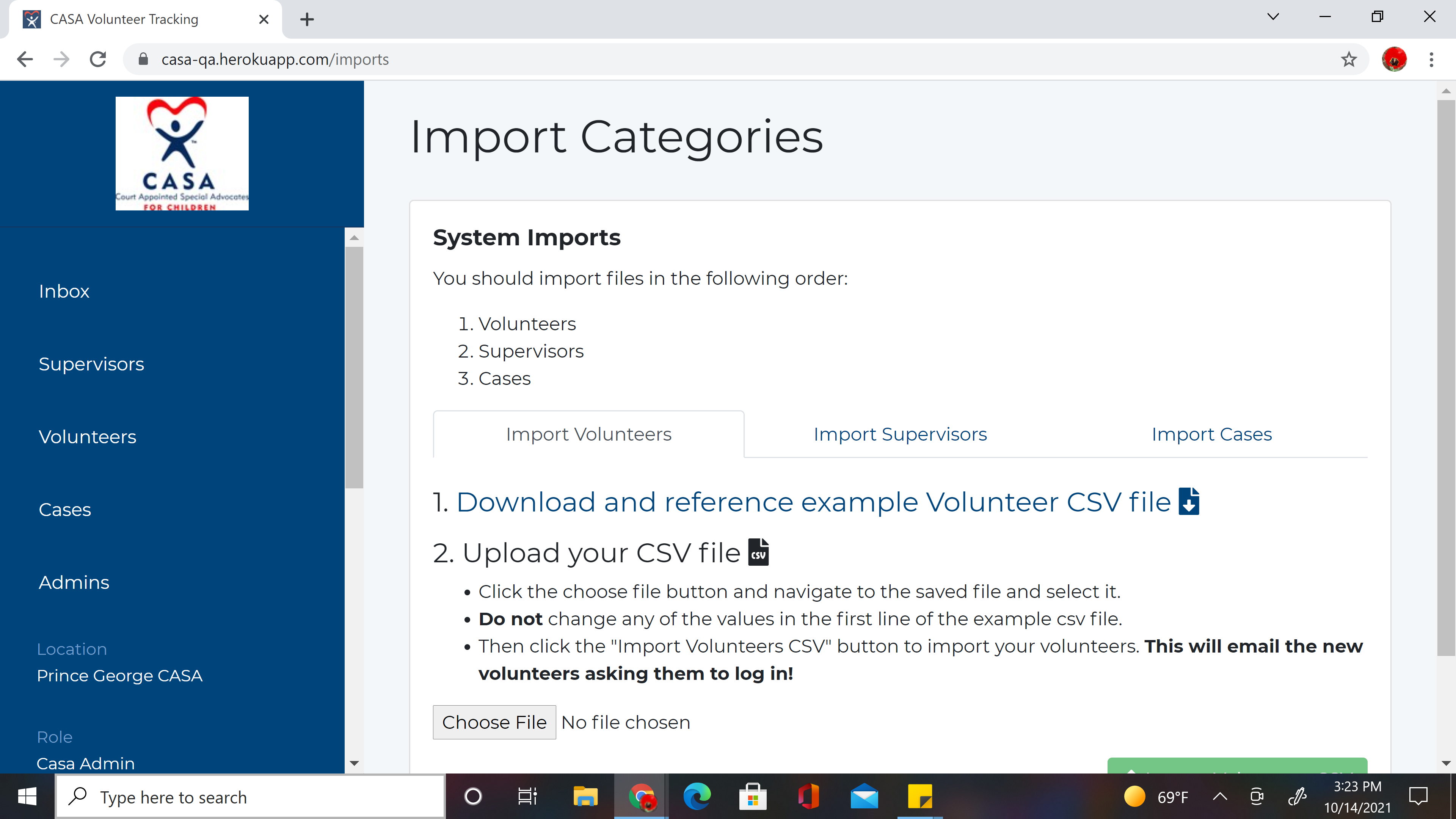 Current Imports Page