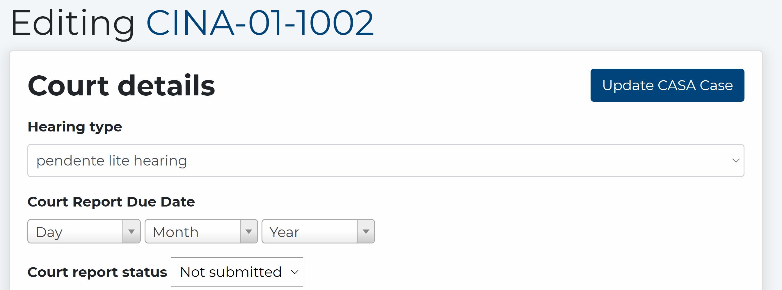 Court Report Due Date Current Location