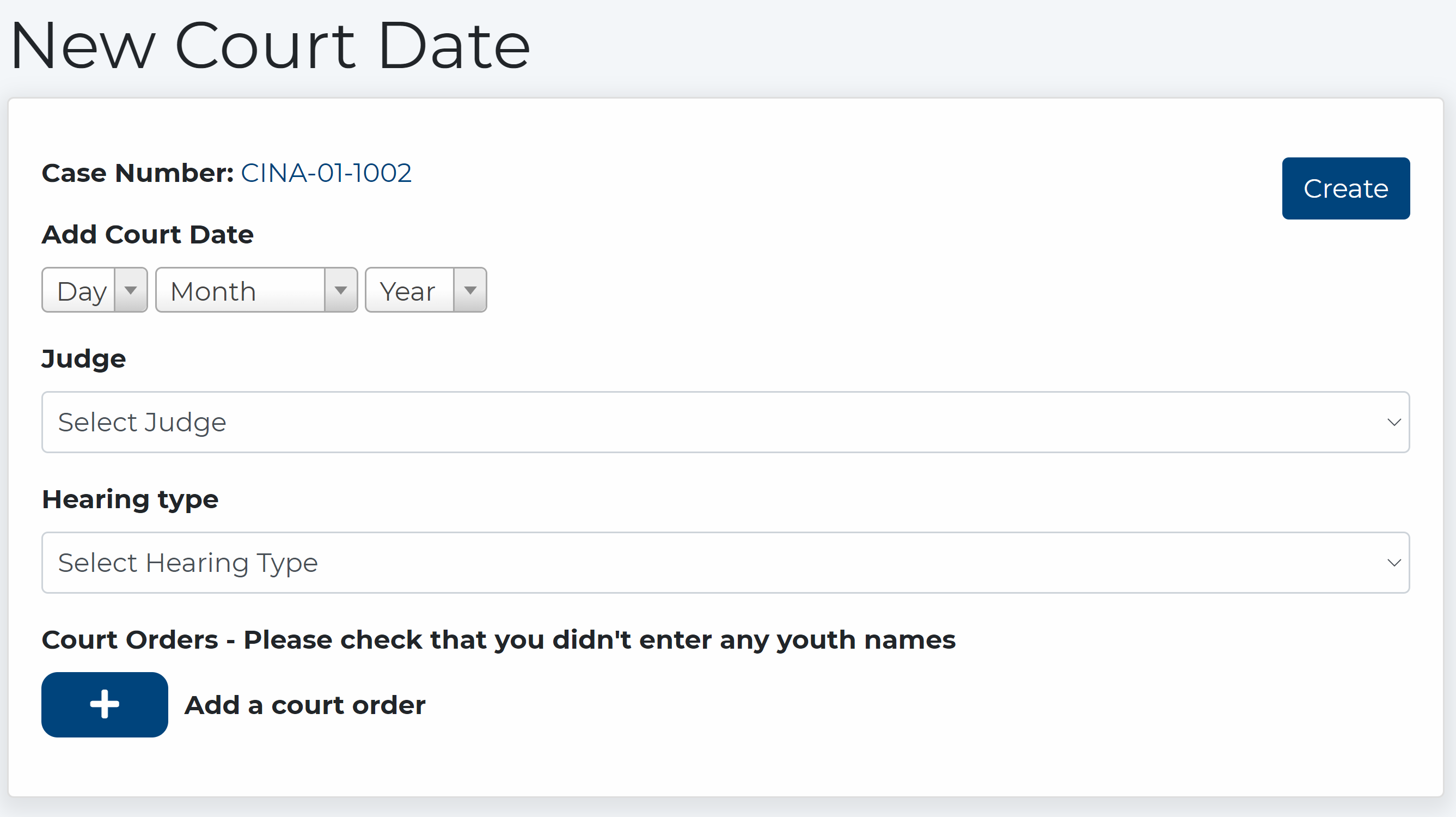 Court Report Due Date Desired Location
