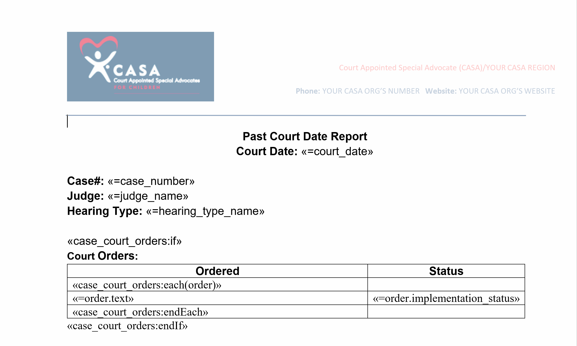 Past Court Date Default Template