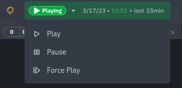 The time control with Play, Pause and Force Play