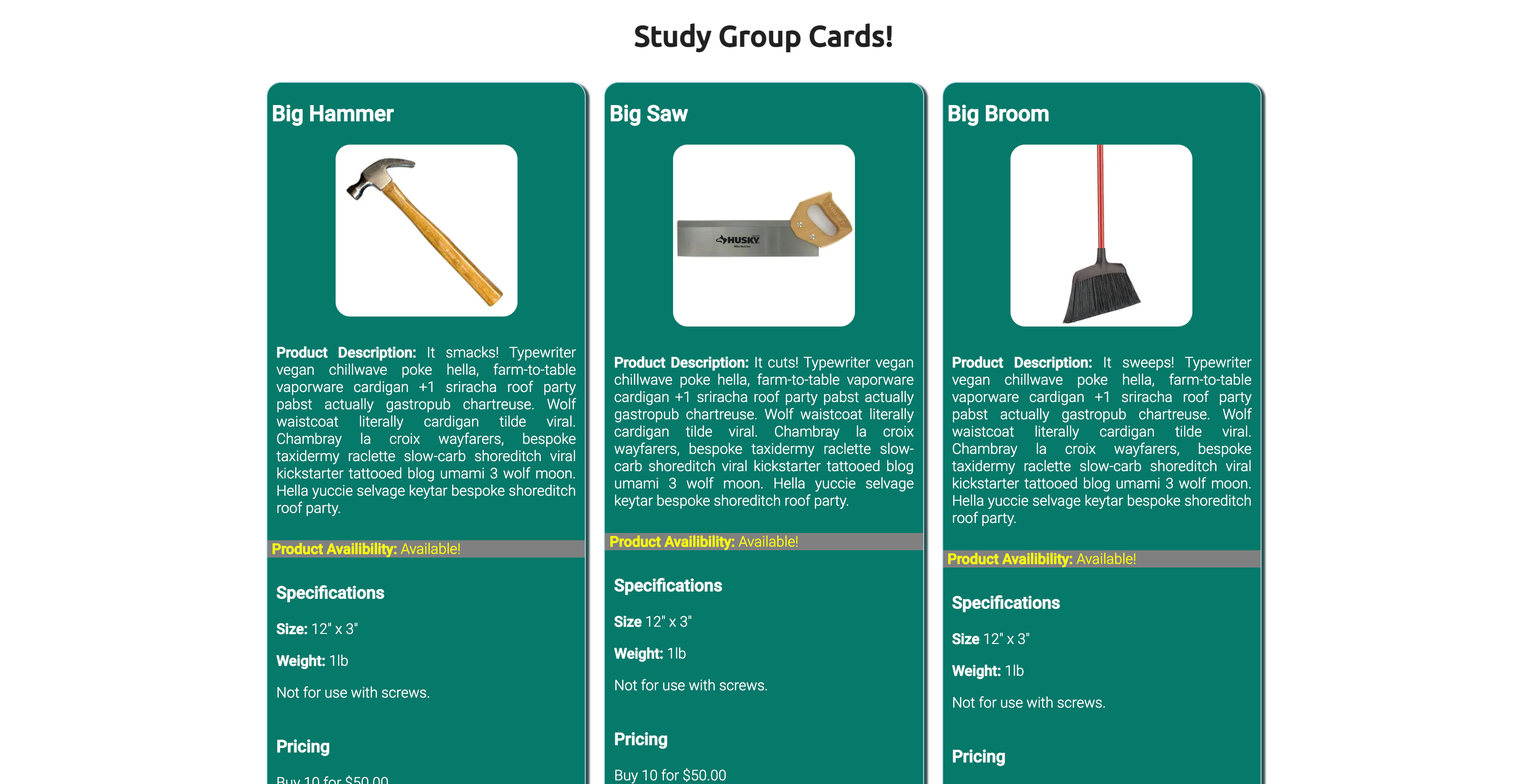 GitHub - austincparker/Product-Cards-Project: This was our first ...