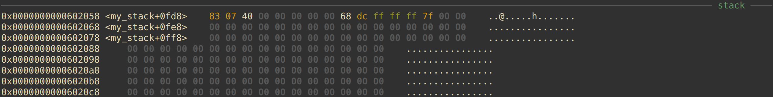 Minor formatting issue with stack · Issue #572 · hugsy/gef · GitHub