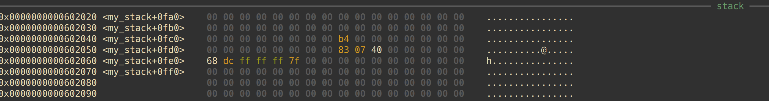 Minor formatting issue with stack · Issue #572 · hugsy/gef · GitHub