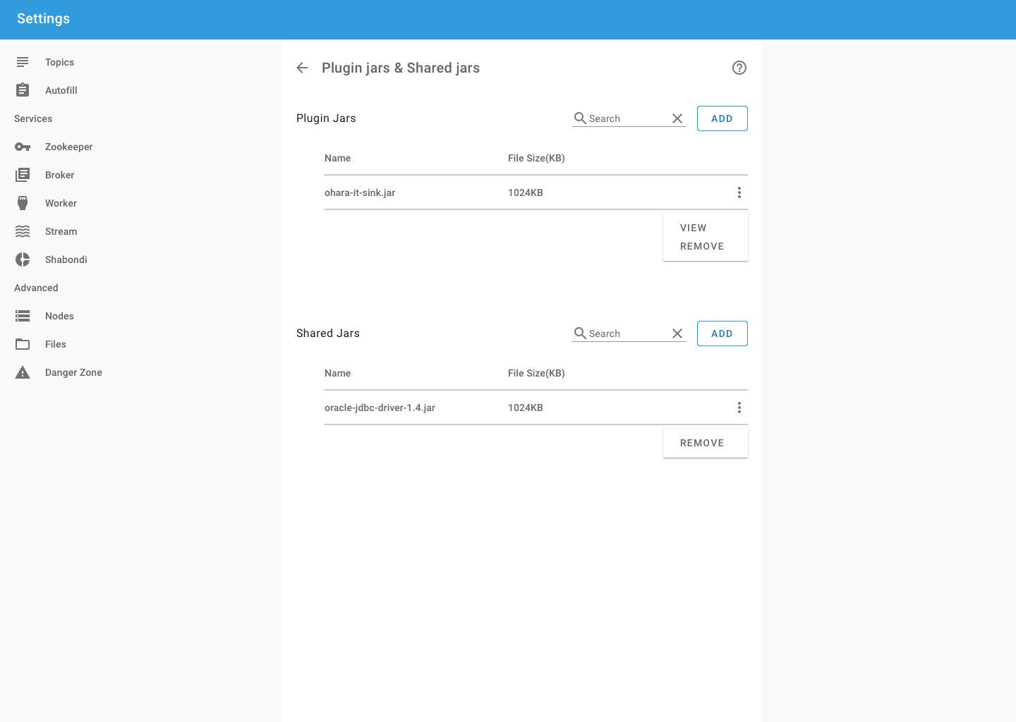 Plugin jars   Shared jars