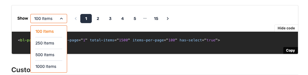 bl-pagination's items per page options are not customizable · Issue ...