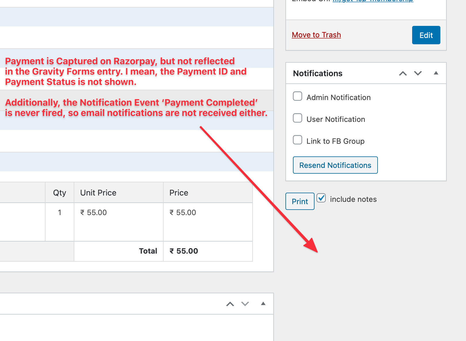 Payment Captured on Razorpay is Not Reflected in Gravity Forms · Issue