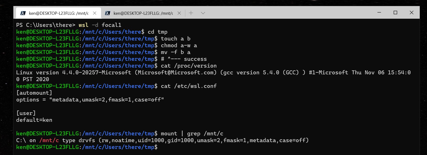 WSL1 Permission denied when mv f rwrw file to rr · Issue 6193