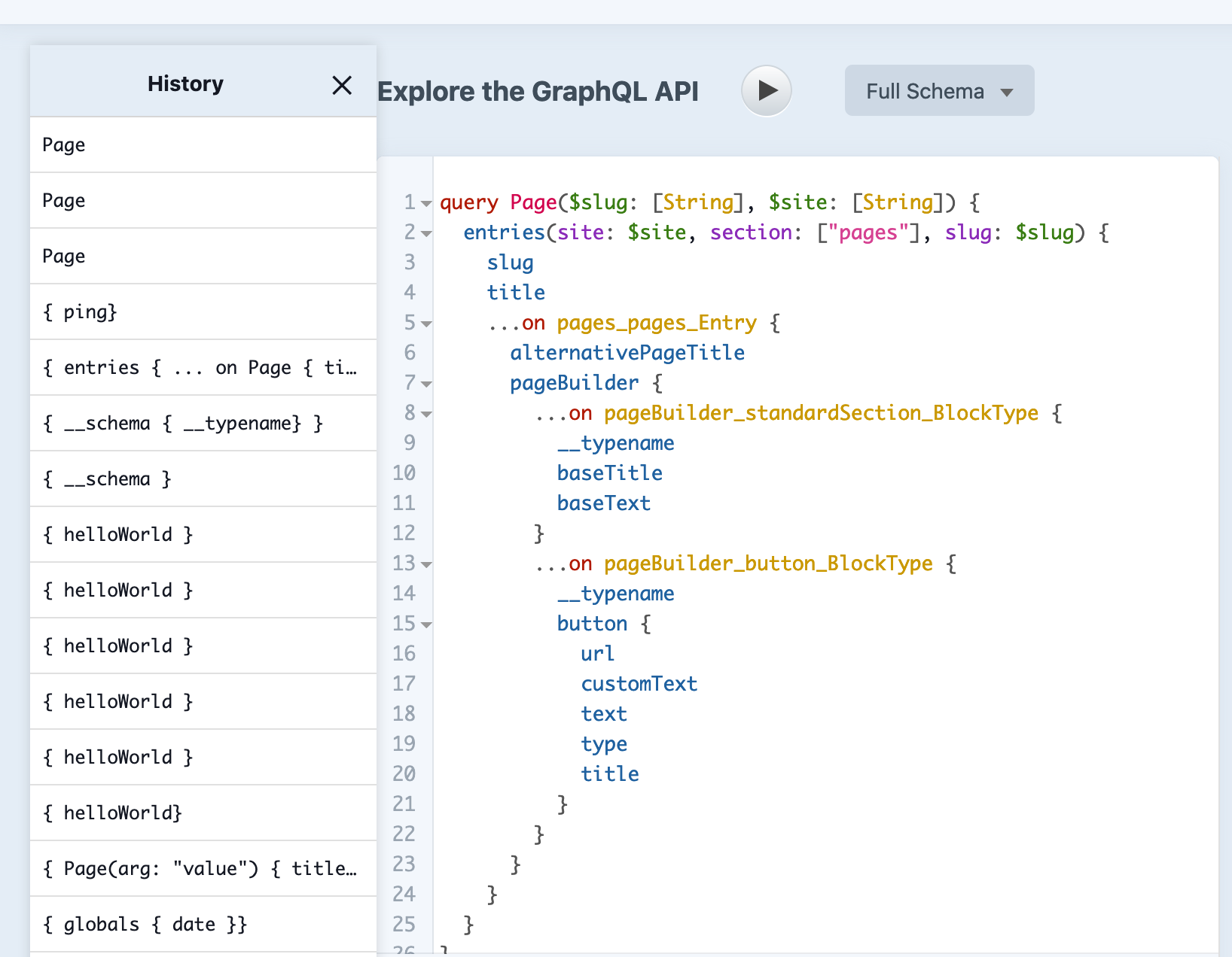 Query history. Query history