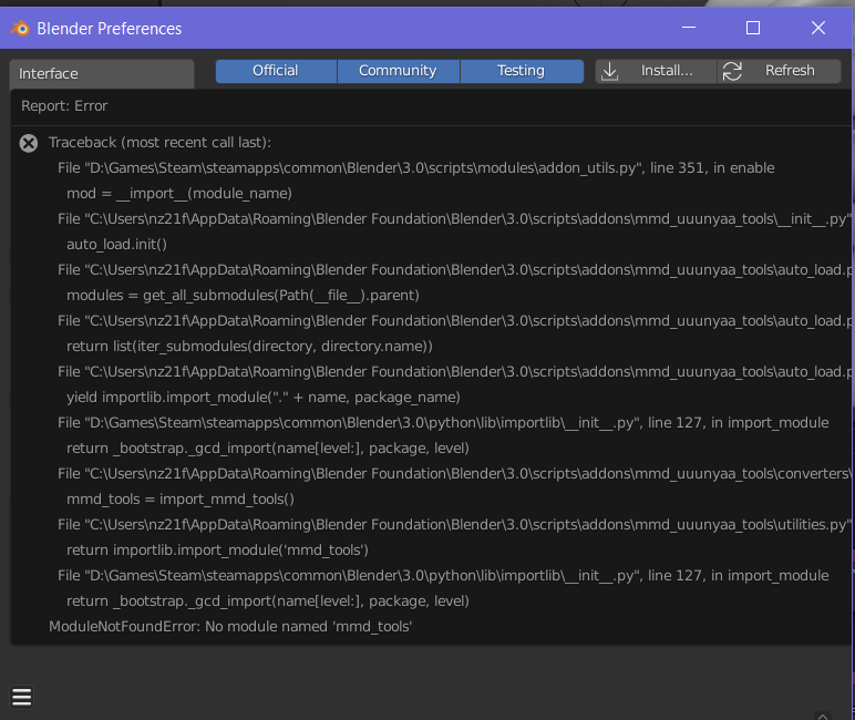 cant add addon in blender 3.0.1 · Issue 69 · UuuNyaa/blender_mmd_uuunyaa_tools · GitHub