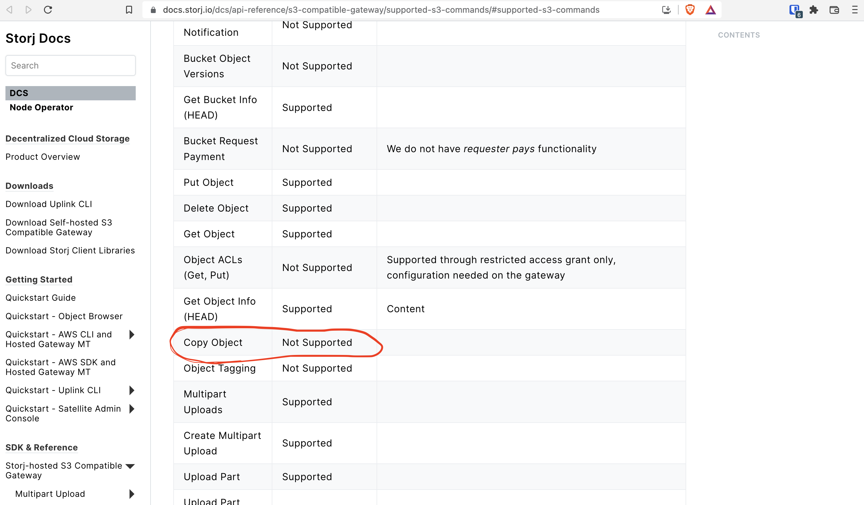 Update S3 Compatibility Table (server side copy) · Issue 193 · storj