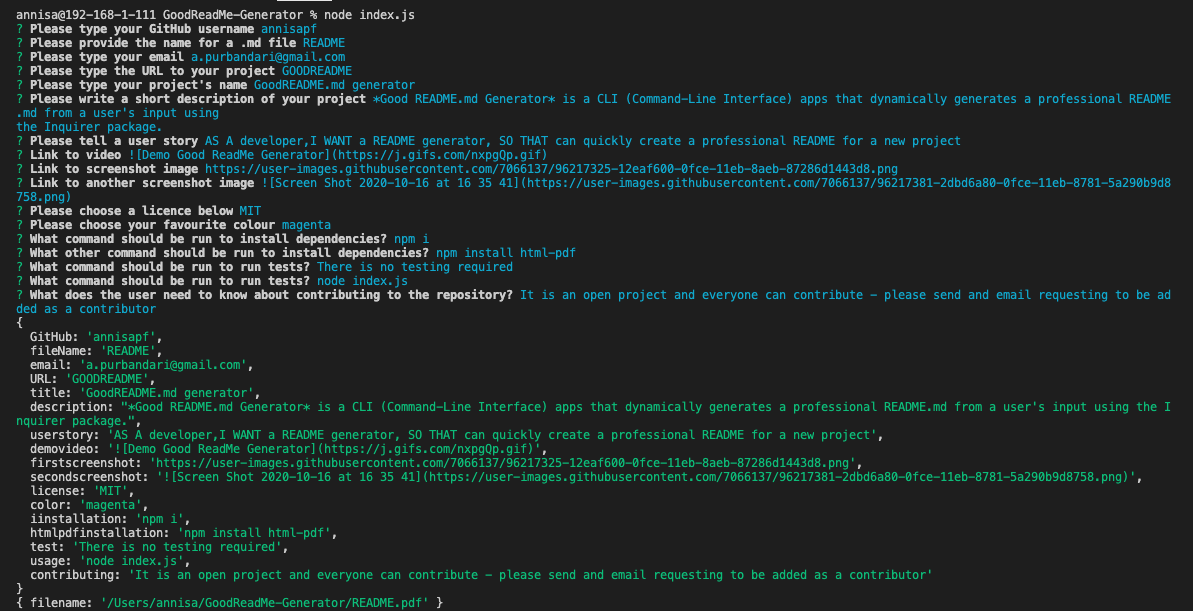 GitHub - annisapf/GoodReadMe-Generator: GoodReadMe generator running in CLI