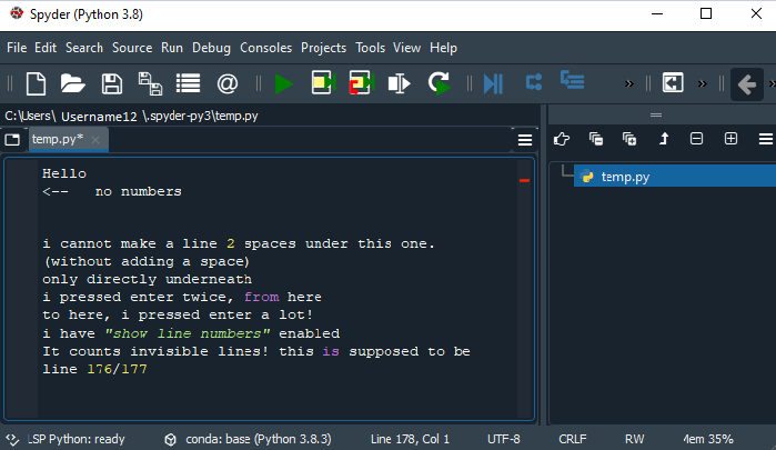Numbers on sidebar gone, unable to add lines · Issue #13716 · spyder ...