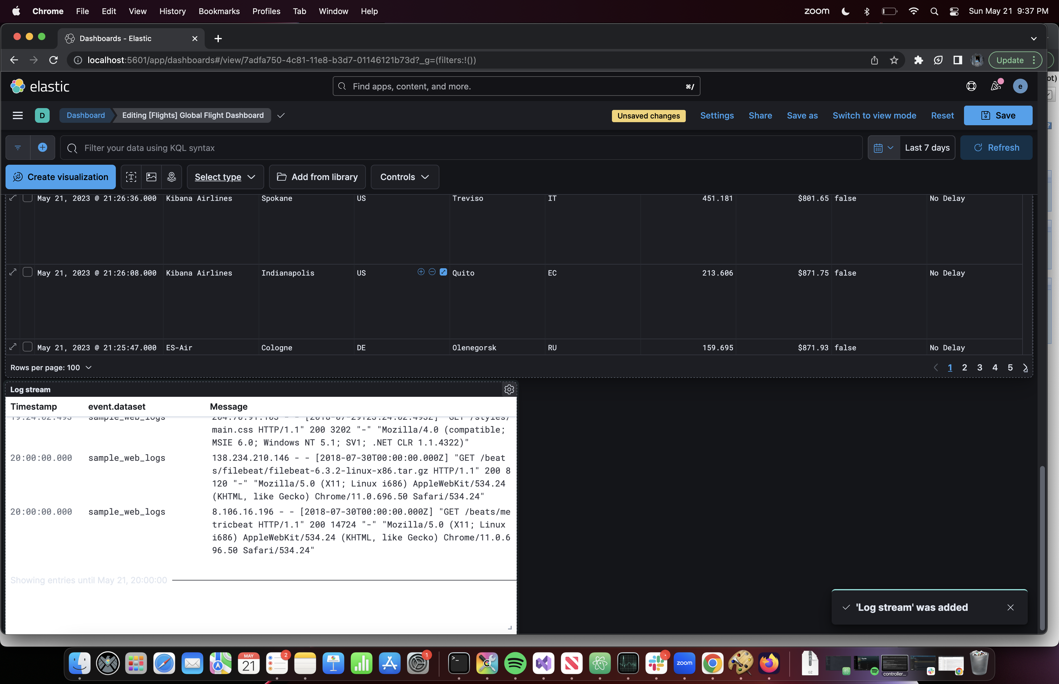 Logstream panel doesn't display in dark mode when user is in dark mode