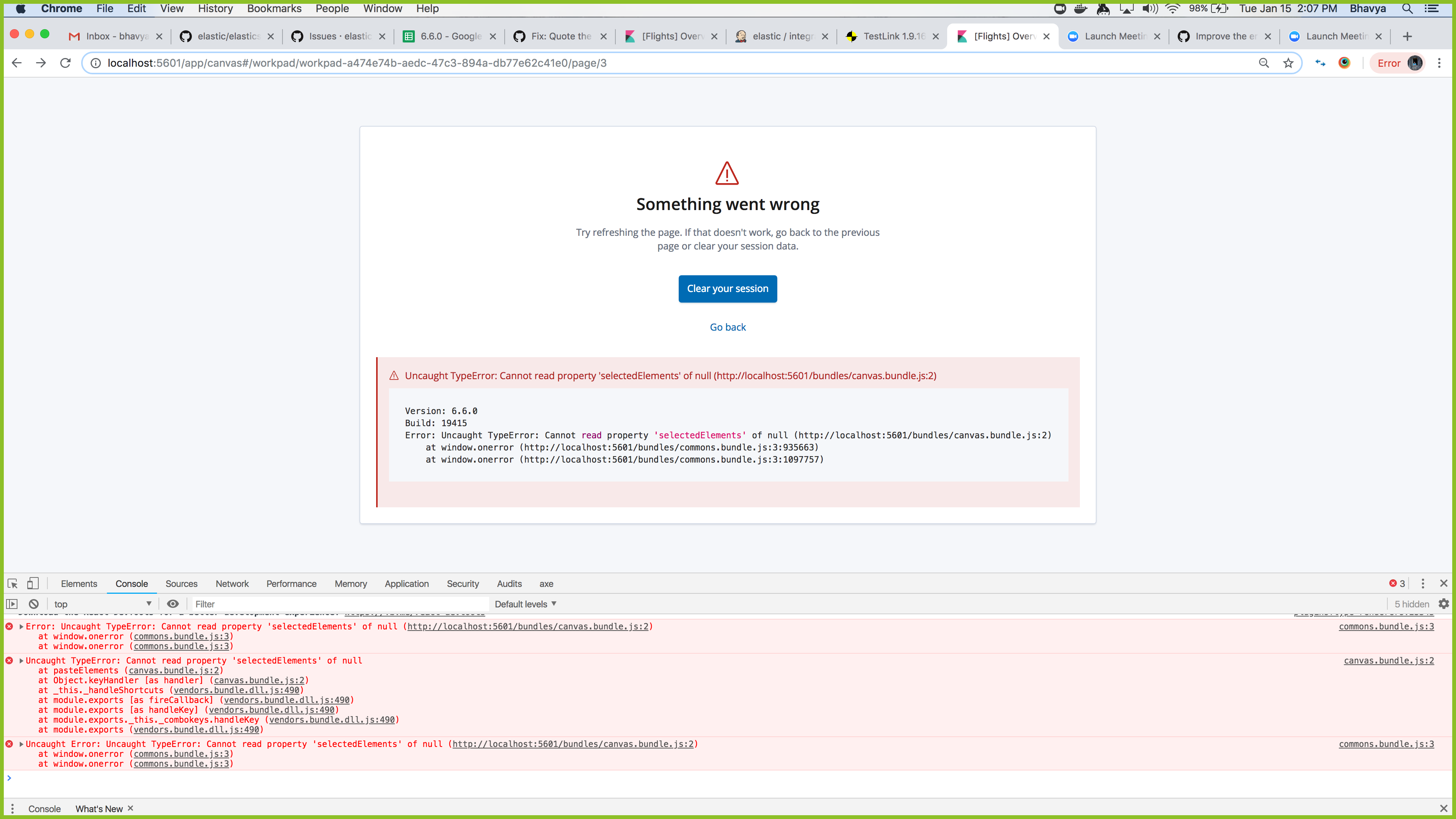 Canvas errors out with selectedElements of null error if user tries to