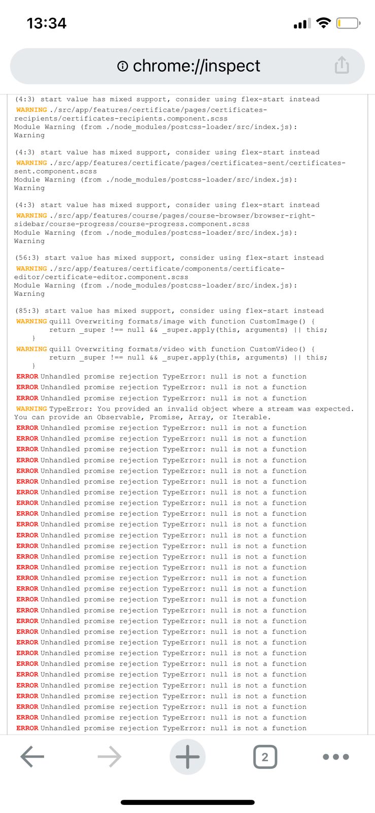 ERROR on iOS device Unhandle promise rejection null is not a funtion