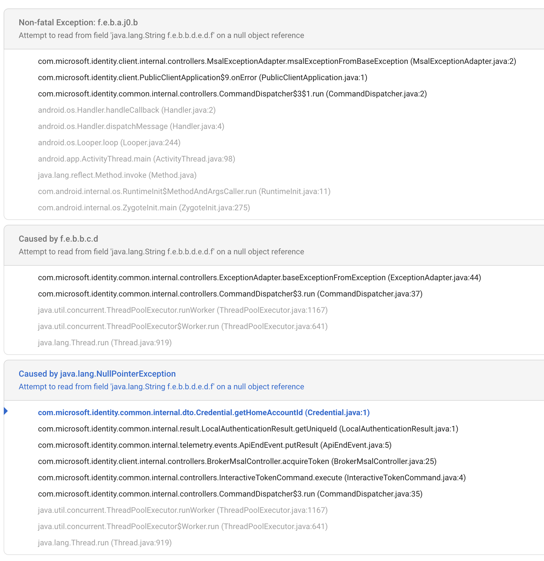 NullPointerException when calling acquireToken for authorization ...