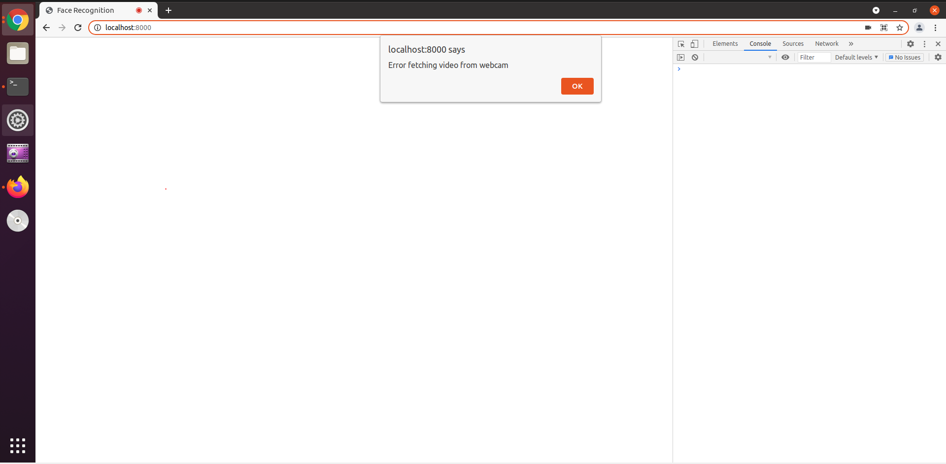 localhost:8000 says Error fetching video from webcam · Issue #444 ...